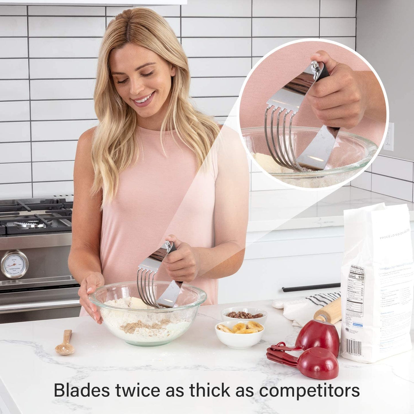 Pastry Dough Blender with Heavy Duty Stainless Steel Blades Kitchen Baking Tool