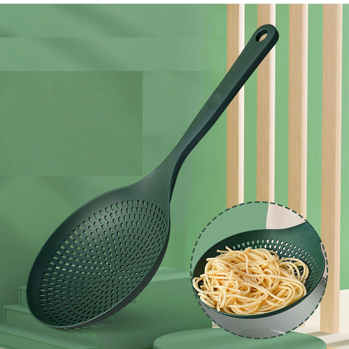 Plastic Skimmer Spoon with Handle Food Drain Shovel for Kitchen Cooking