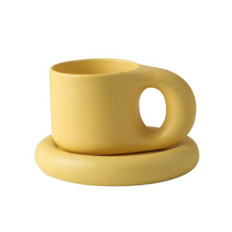 Big-ear Rounded Coffee Mug with Plate