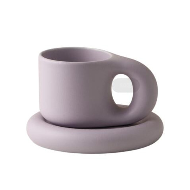 Big-ear Rounded Coffee Mug with Plate