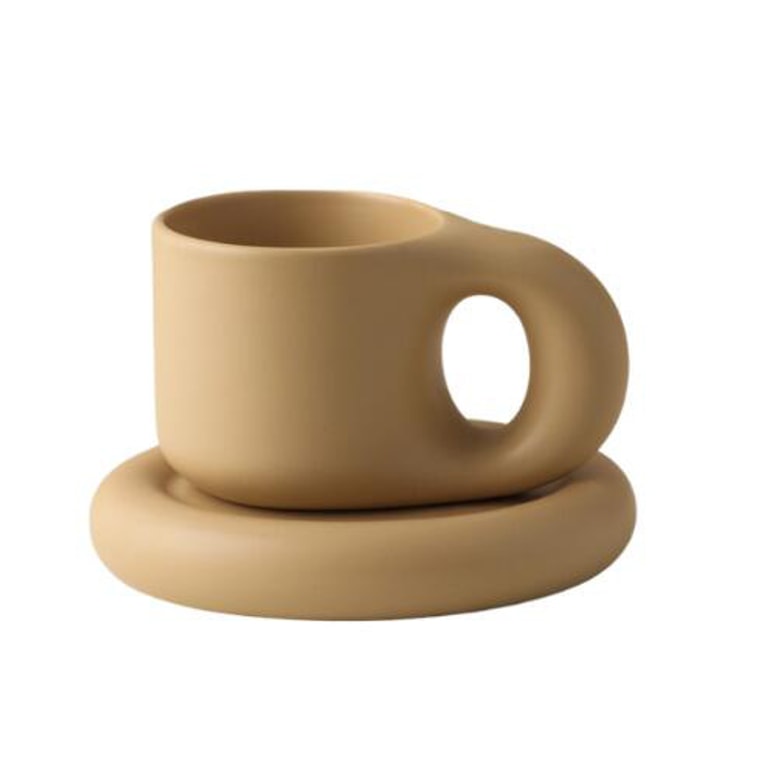 Big-ear Rounded Coffee Mug with Plate