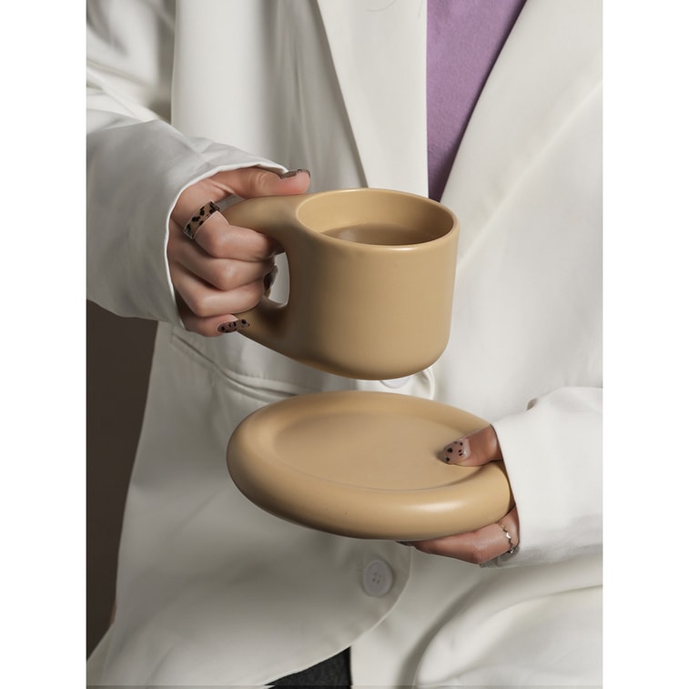 Big-ear Rounded Coffee Mug with Plate