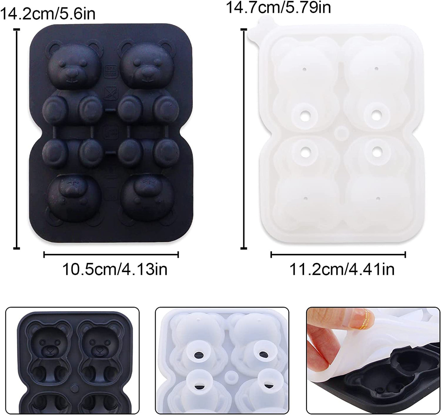 Silicone Bear Ice Molds Cute Pastry Baking Molds 3D Bear Ice Baking Trays