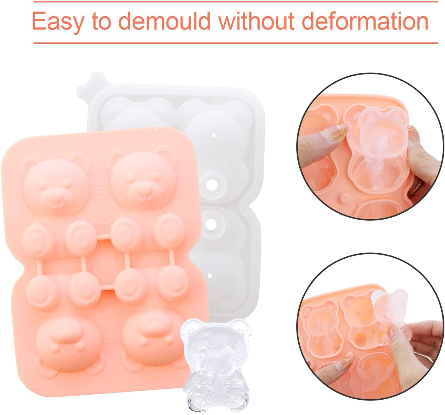 Silicone Bear Ice Molds Cute Pastry Baking Molds 3D Bear Ice Baking Trays