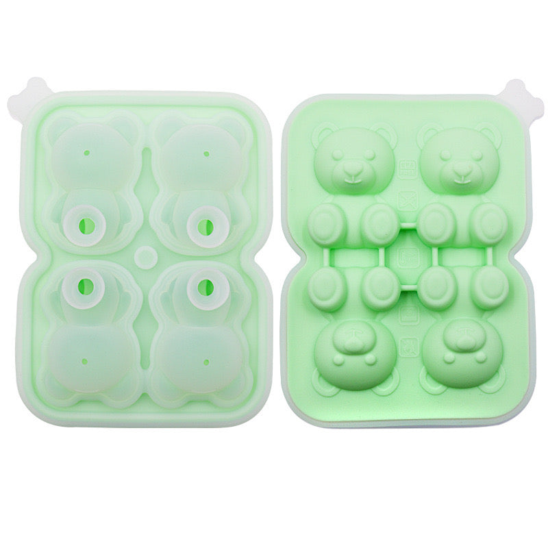 Silicone Bear Ice Molds Cute Pastry Baking Molds 3D Bear Ice Baking Trays