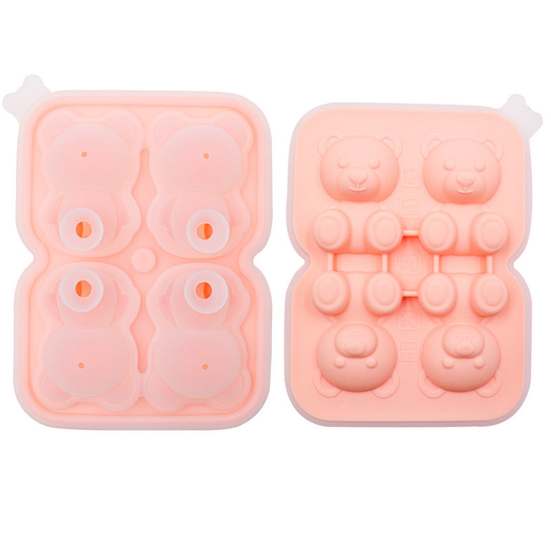 Silicone Bear Ice Molds Cute Pastry Baking Molds 3D Bear Ice Baking Trays