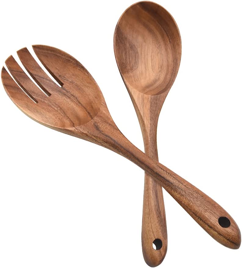 Wooden Acacia Salad Server Set