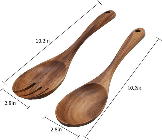 Wooden Acacia Salad Server Set