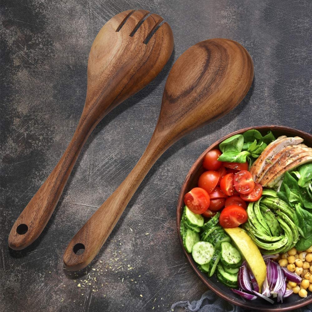 Wooden Acacia Salad Server Set