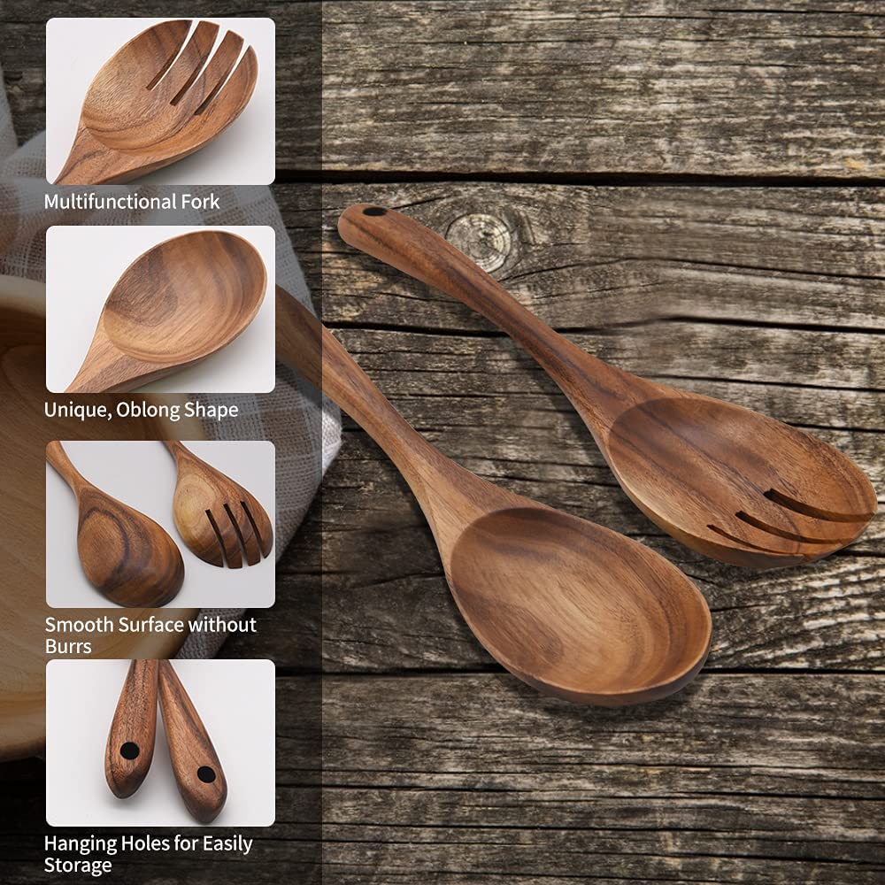 Wooden Acacia Salad Server Set