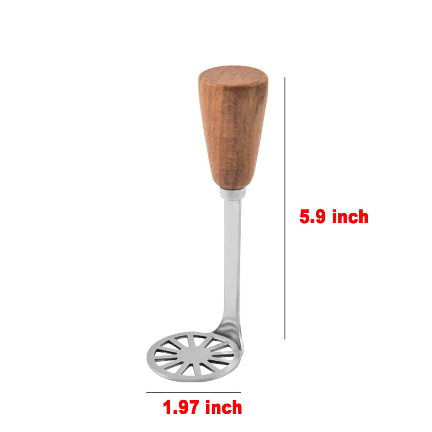 Potato Masher with Wood Non Slip Handle