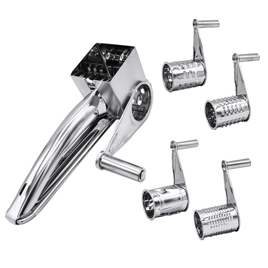 Cheese Grater Stainless Steel Vegetable Shredder Cutter Grinder 4 Drum Blades