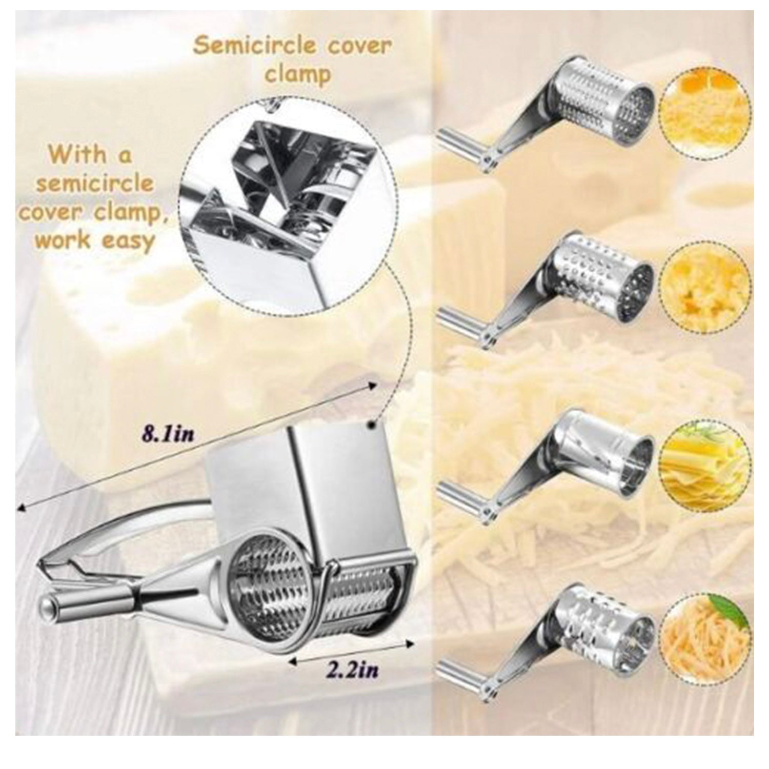 Rotary Cheese Grater Stainless Steel Heavy-Duty Cheese Grater