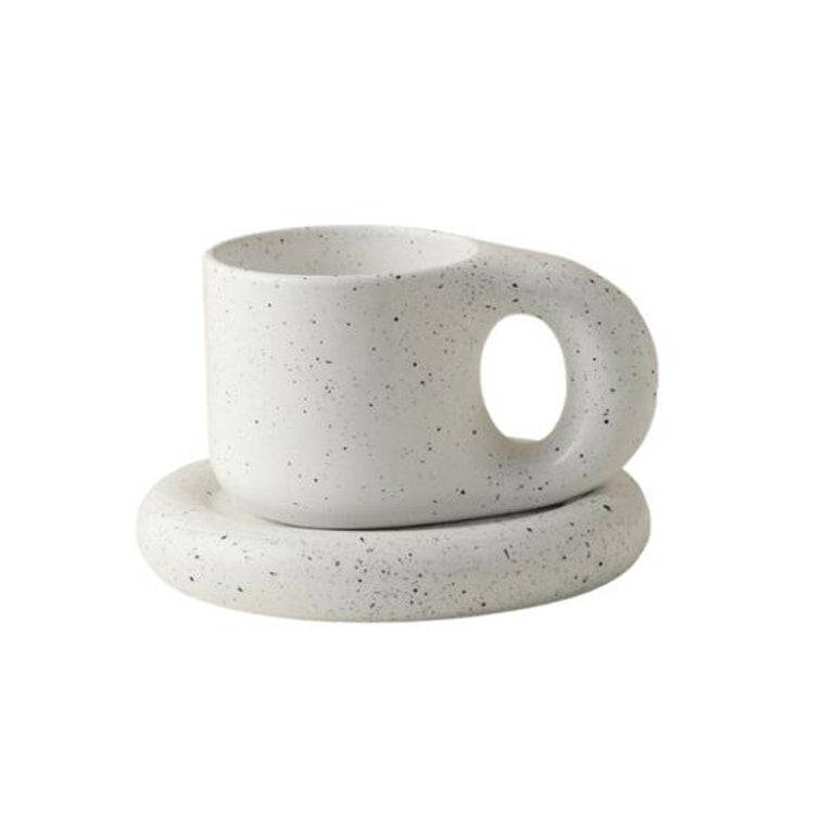 Big-ear Rounded Coffee Mug with Plate