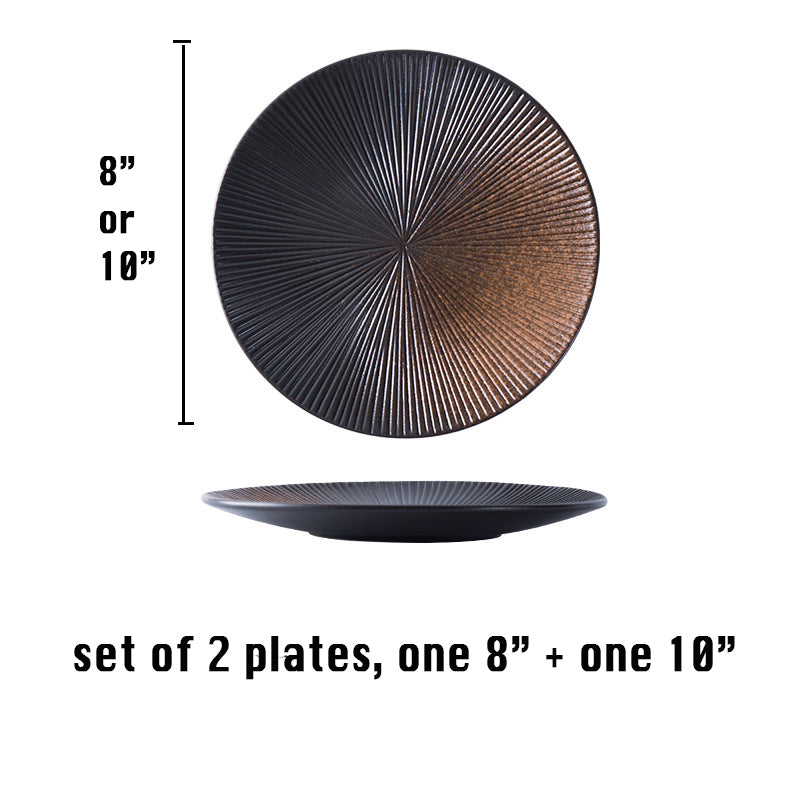 Plate Set of 2, one small 8" one big 10" Steak Plate