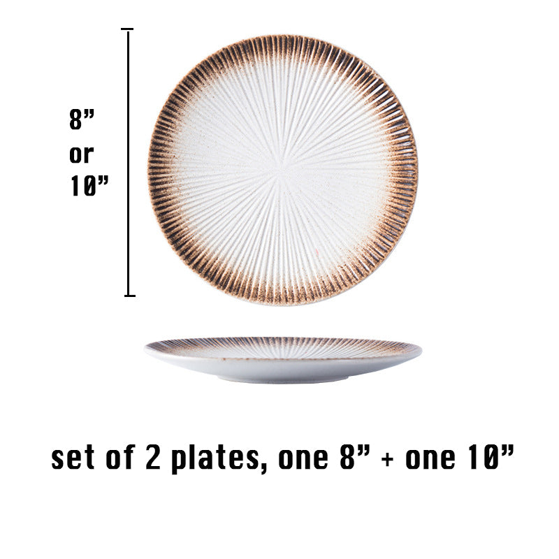 Plate Set of 2, one small 8" one big 10" Steak Plate