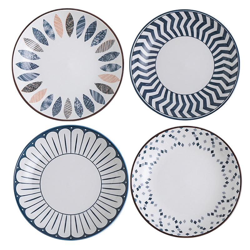 Plate Set 8" Deep Dinner Plate Set of 4 Handmade Ceramic Dish Bowl