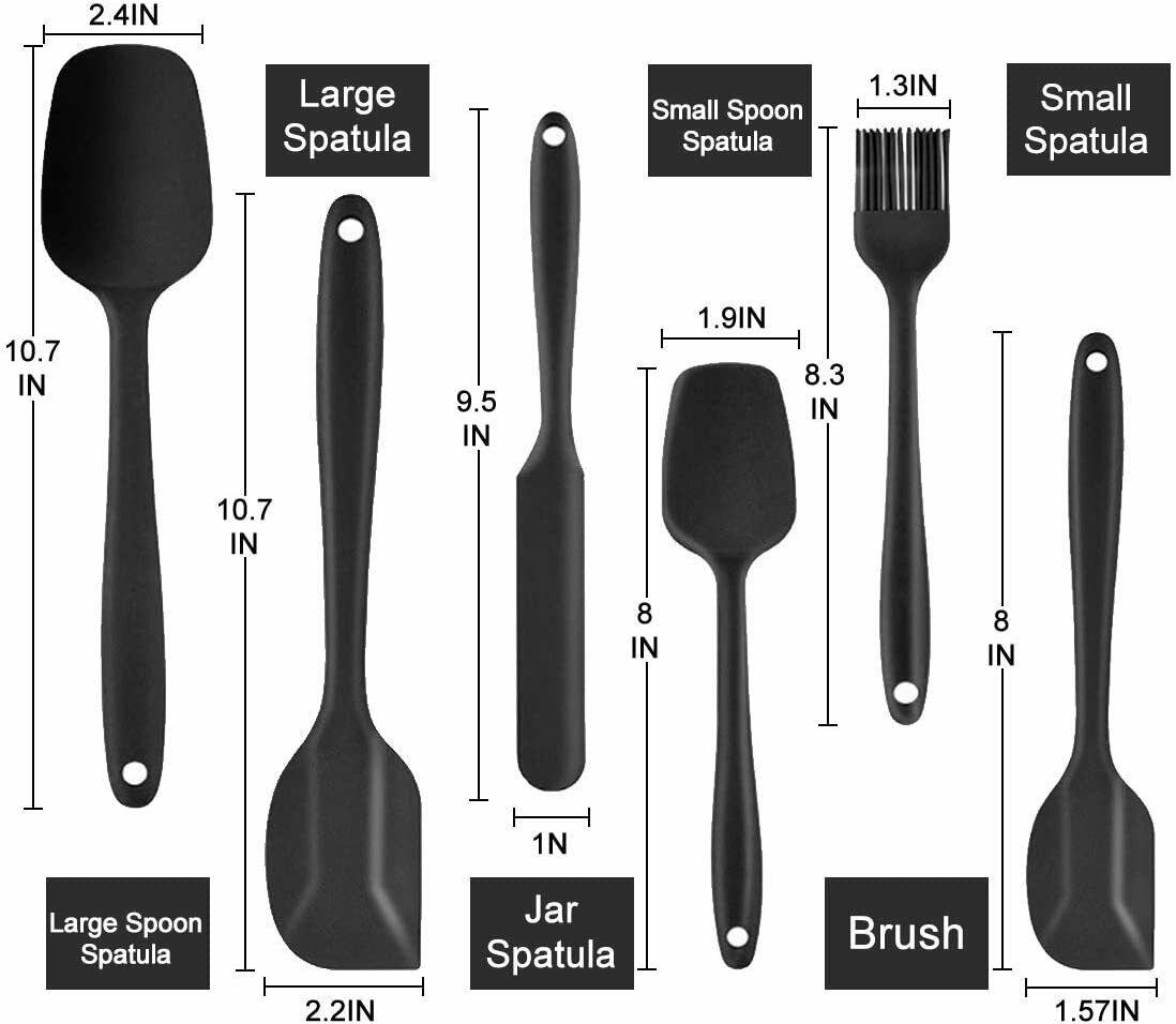Set Of 6 Silicone Spatulas, , Heat Resistant And Non-stick Rubber Spatulas,  Seamless One-piece Design With Stainless Steel Core, Kitchen Utensils For  Cooking, Baking And Mixing