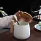 Wooden Handle Ceramic Large Coffee Mug